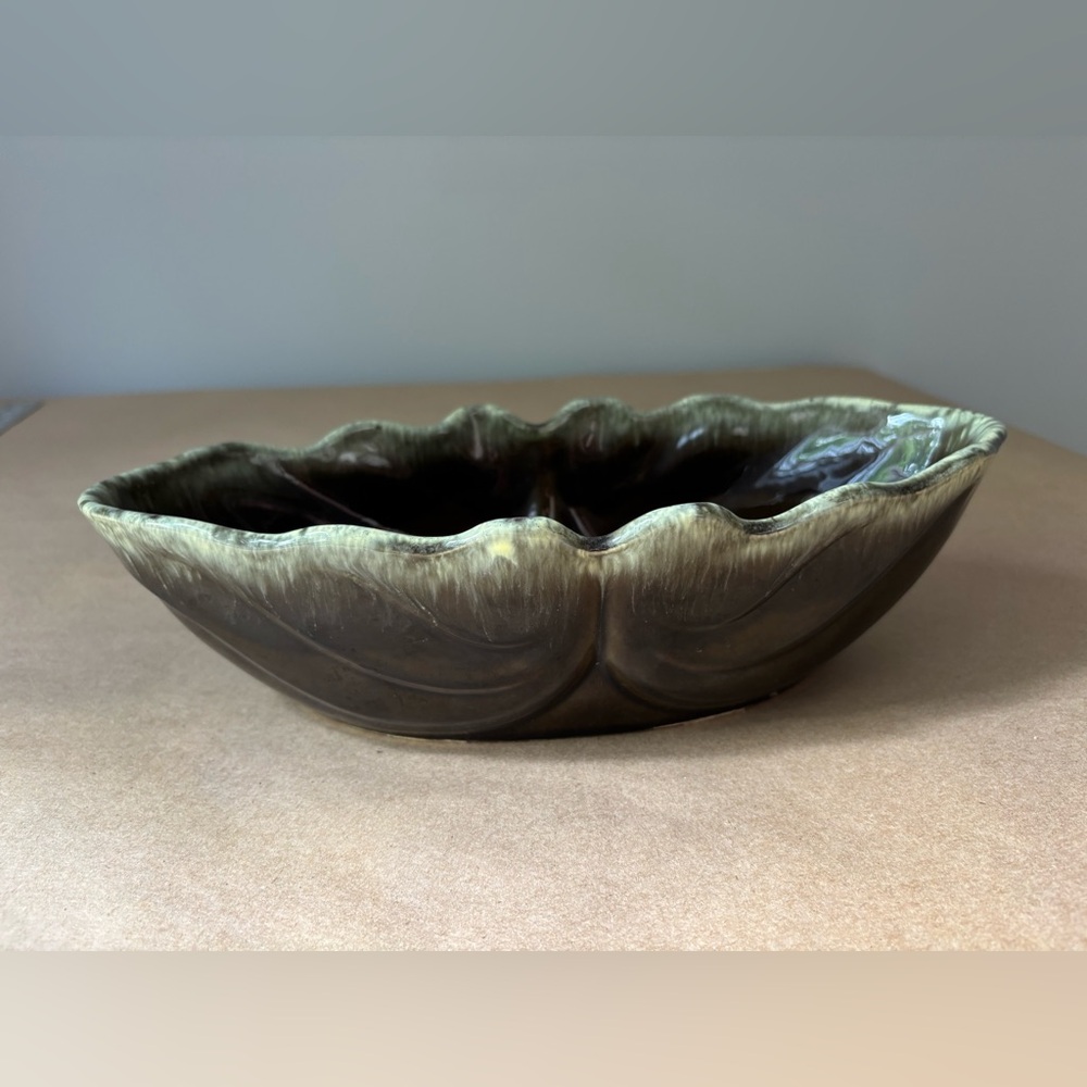 Artisan Olive Green Ceramic Leaf Dish